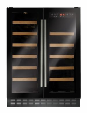 CDA FWC624BL 60cm Freestanding Undercounter Double Door Wine Cooler