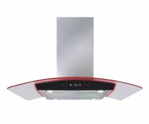 CDA EKPK90SS 90cm Curved Glass Island Extractor with Edge Lighting