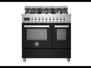 Bertazzoni PRO96L2ENET Professional 90cm Range Cooker Twin Oven Dual Fuel Gloss Black