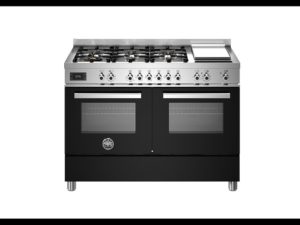 Bertazzoni PRO126G2ENET Professional 120cm Range Cooker Twin Oven Dual Fuel Gloss Black