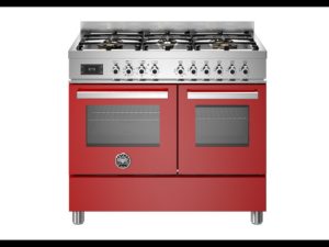 Bertazzoni PRO106L2EROT Professional 100cm Range Cooker Twin Oven Dual Fuel Gloss Red