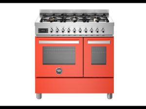 Bertazzoni PRO96L2EART Professional 90cm Range Cooker Twin Oven Dual Fuel Gloss Orange