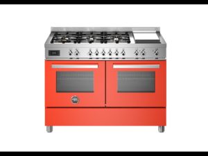 Bertazzoni PRO126G2EART Professional 120cm Range Cooker Twin Oven Dual Fuel Gloss Orange