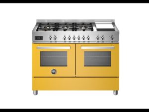 Bertazzoni PRO126G2EGIT Professional 120cm Range Cooker Twin Oven Dual Fuel Gloss Yellow