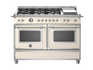 Bertazzoni HER126G2EAVT Heritage 120cm Range Cooker Twin Oven with Griddle Dual Fuel Ivory