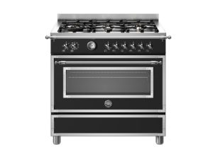 Bertazzoni HER96L1ENET Heritage 90cm Range Cooker Single Oven Dual Fuel Matt Black