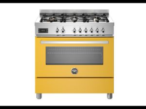 Bertazzoni PRO96L1EGIT Professional 90cm Range Cooker Single Oven Dual Fuel Gloss Yellow