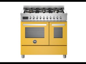 Bertazzoni PRO96L2EGIT Professional 90cm Range Cooker Twin Oven Dual Fuel Gloss Yellow