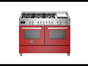 Bertazzoni PRO126G2EROT Professional 120cm Range Cooker Twin Oven Dual Fuel Gloss Red