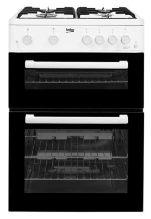 Beko KTG611 60cm Freestanding Gas Twin Cavity Cooker - White