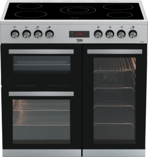 Beko KDVC90X 90cm Double Oven Range Cooker with 5 Zone Ceramic Hob - Stainless Steel