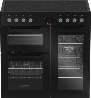 Beko KDVC90K 90cm Double Oven Range Cooker with 5 Zone Ceramic Hob - Black