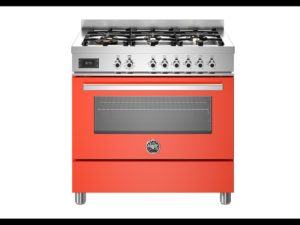 Bertazzoni PRO96L1EART Professional 90cm Range Cooker Single Oven Dual Fuel Gloss Orange