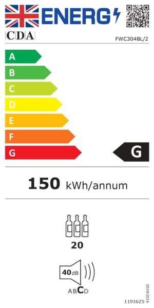 CDA FWC304BL 30cm Freestanding Undercounter Slimline Wine Cooler - Image 2
