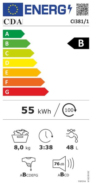 CDA CI381 8kg Integrated Washing Machine - Image 3