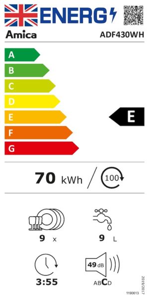 Amica ADF430WH 45cm Freestanding Dishwasher - Image 2