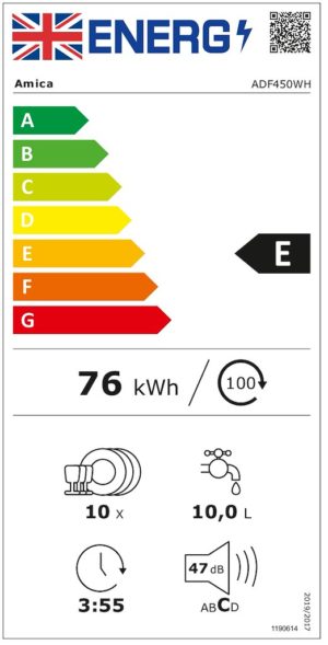 Amica ADF450WH 45cm Freestanding Dishwasher - Image 2