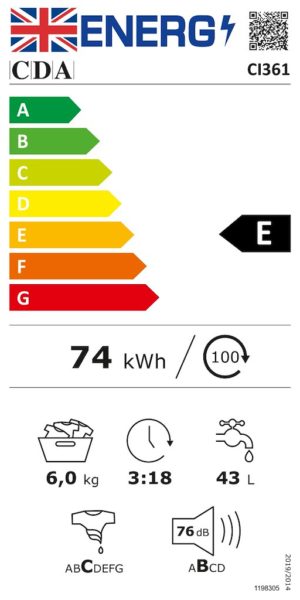 CDA CI361 6kg Integrated Washing Machine - Image 2