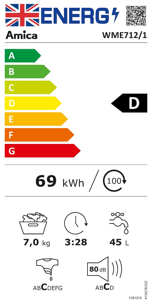 Amica WME712 7kg Washing Machine - Image 2