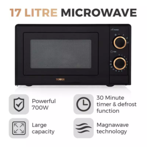 Tower T24029RG 700W 17L Manual Microwave - Black/Rose Gold - Image 2