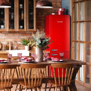 Montpellier MAB386R Retro No Frost Fridge Freezer in Red - Image 5