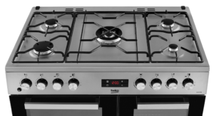 Beko KDVF90X 90cm Double Oven Range Cooker with 5 Burner Gas Hob - Stainless Steel - Image 3