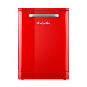 Montpellier MAB1353R 60cm Full Door Retro Style Dishwasher in Red