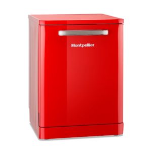 Montpellier MAB1353R 60cm Full Door Retro Style Dishwasher in Red - Image 2