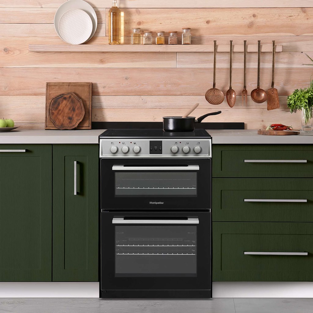 Montpellier MDOC60FS 60cm Ceramic Double Cooker in Silver - Image 2