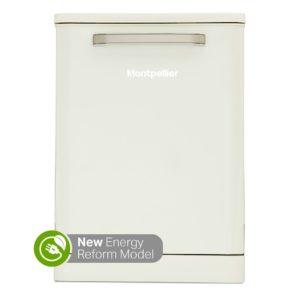 Montpellier MAB1353C 60cm Full Door Retro Style Dishwasher in Cream