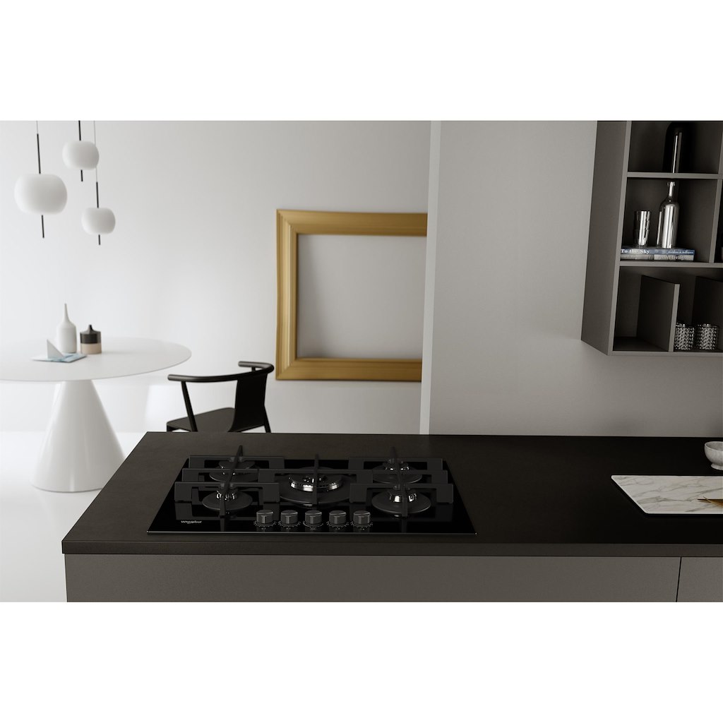 Whirlpool GOWL 758/NB W Collection Hob 5 Burners Gas on Glass 75cm - Black - Image 7