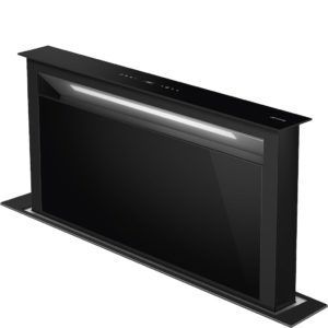 Smeg KDD90CNE 90cm Island Downdraft Hood, Black Glass