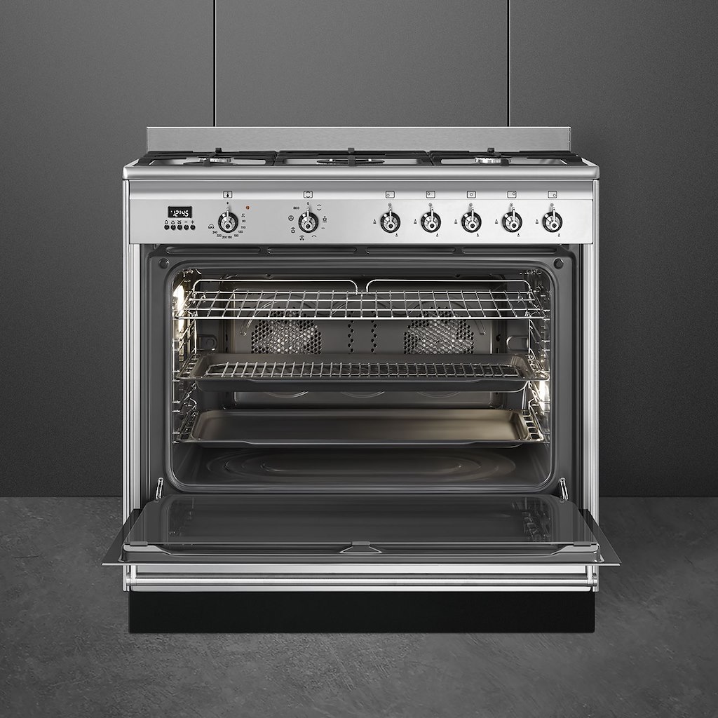 Smeg SUK91MFX9 90cm Concert Dual Fuel Range Cooker, Stainless Steel - Image 4