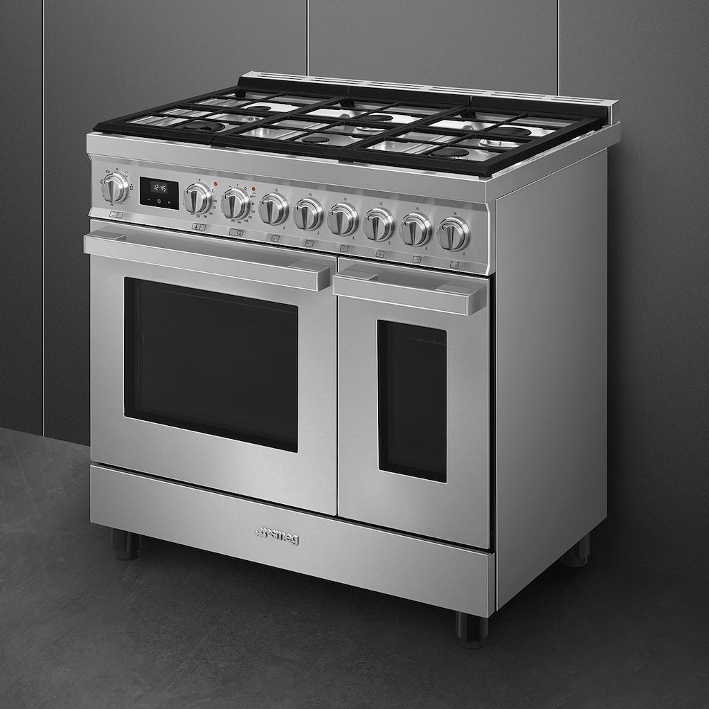 Smeg CPF92GMX 90cm Portofino Dual Fuel Range Cooker, Stainless Steel - Image 4