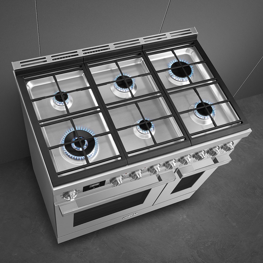 Smeg CPF92GMX 90cm Portofino Dual Fuel Range Cooker, Stainless Steel - Image 6