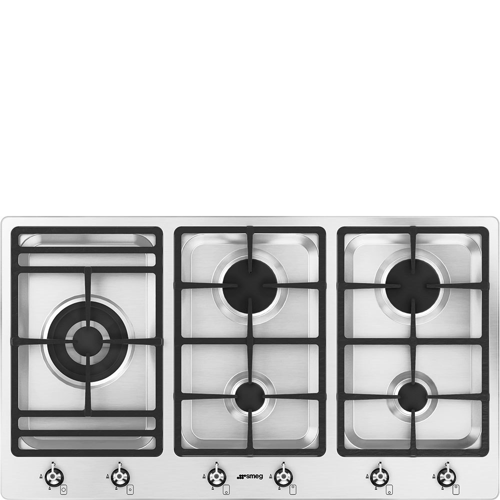 Smeg PS906-5 Gas Hob, Stainless Steel