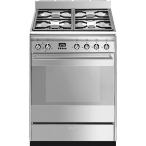 Smeg SUK61MX9 60cm Concert Dual Fuel Cooker, Stainless Steel