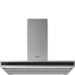 Smeg KLTI9L4X 90cm Island Hood in Stainless Steel and Black Glass with Auto Vent 2.0