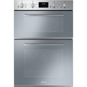 Smeg DOSF400S Cucina Double Oven, Stainless Steel with Silver Glass