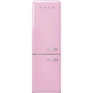 Smeg FAB32LPK5 60cm 50s Style Left Hand Hinge Fridge over Freezer, Pink