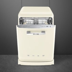 Smeg DFFABCR 60cm 50s Style Freestanding Dishwasher, Cream - Image 2