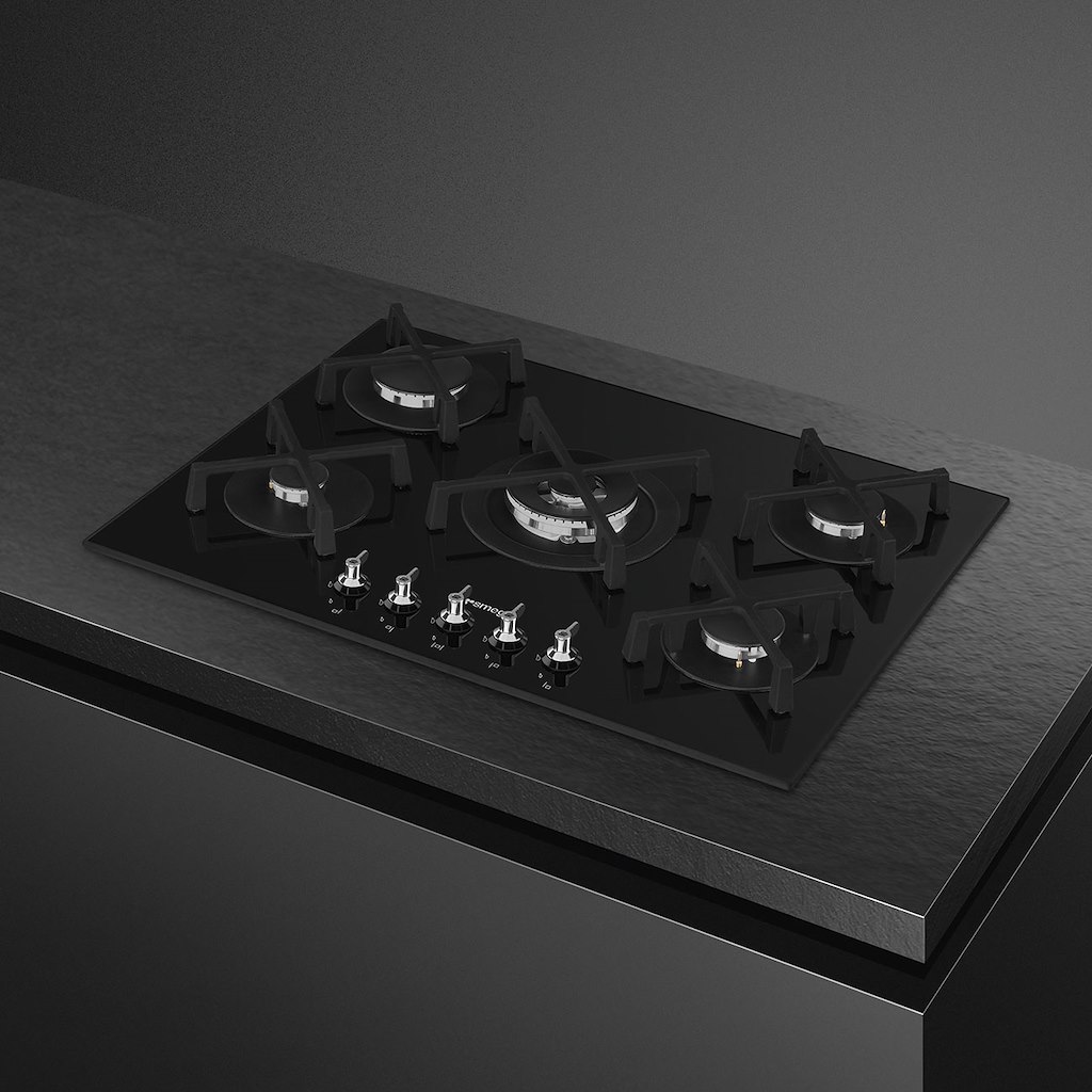 Smeg PV375N 75cm Classic Gas Hob in Black Gas on Glass on Steel - Image 2