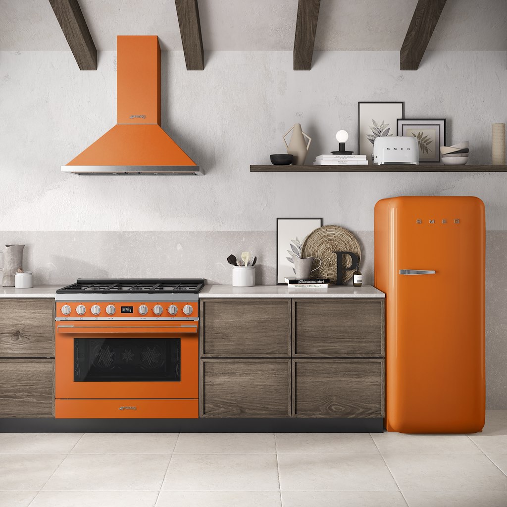 Smeg CPF9GPOR 90cm Portofino Dual Fuel Range Cooker, Orange - Image 2