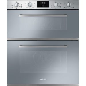 Smeg DUSF400S Cucina Under Counter Double Oven, Stainless Steel with Silver