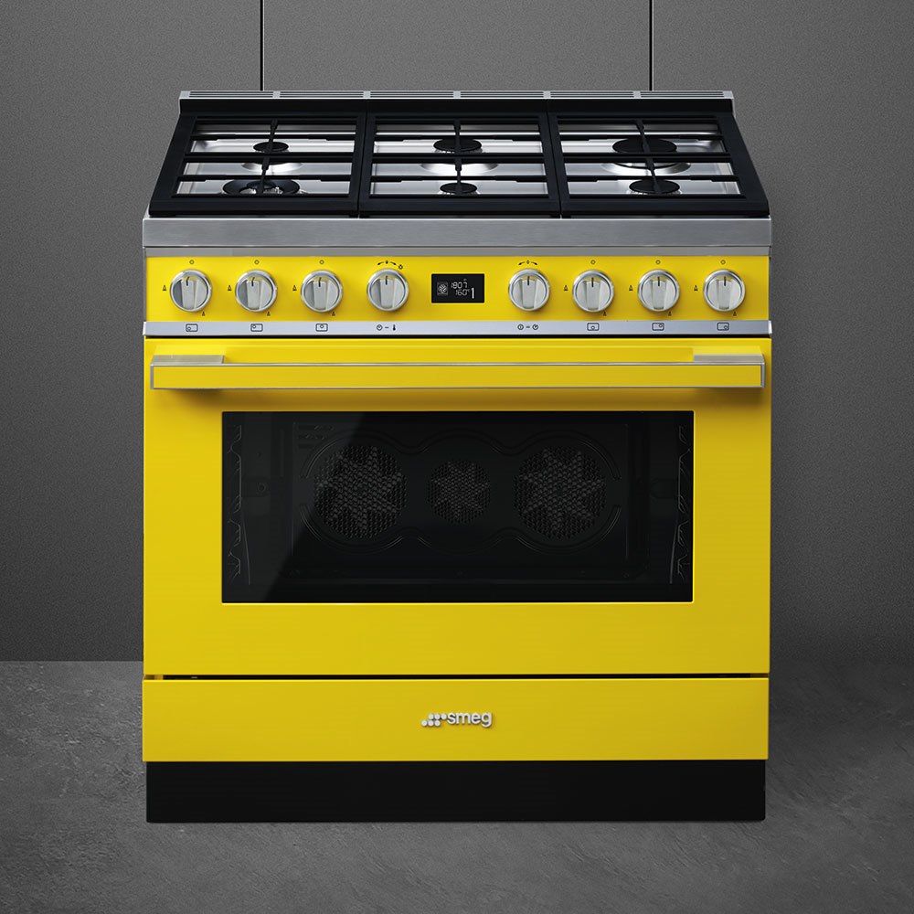 Smeg CPF9GPYW 90cm Portofino Dual Fuel Range Cooker, Yellow - Image 2