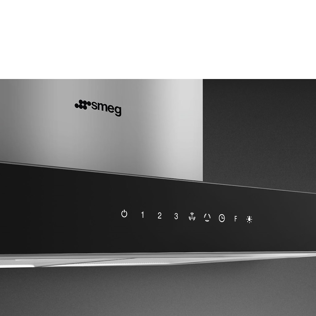 Smeg KBT9L4VN 90cm Chimney Hood, Stainless Steel with Black Glass Facia Auto - Image 7