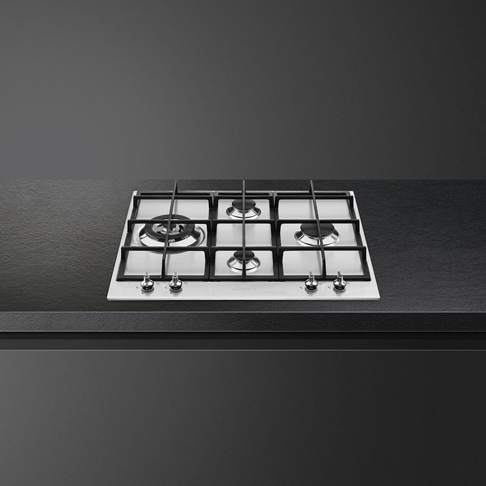 Smeg PX364L 60cm Classic Gas Hob, Stainless Steel - Image 2