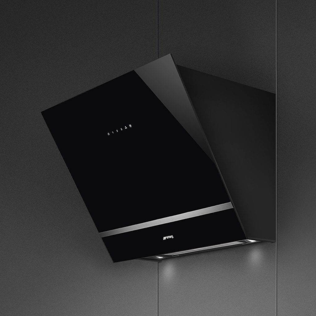 Smeg KV26N 60cm Angled Chimney Hood, Black Glass - Image 3