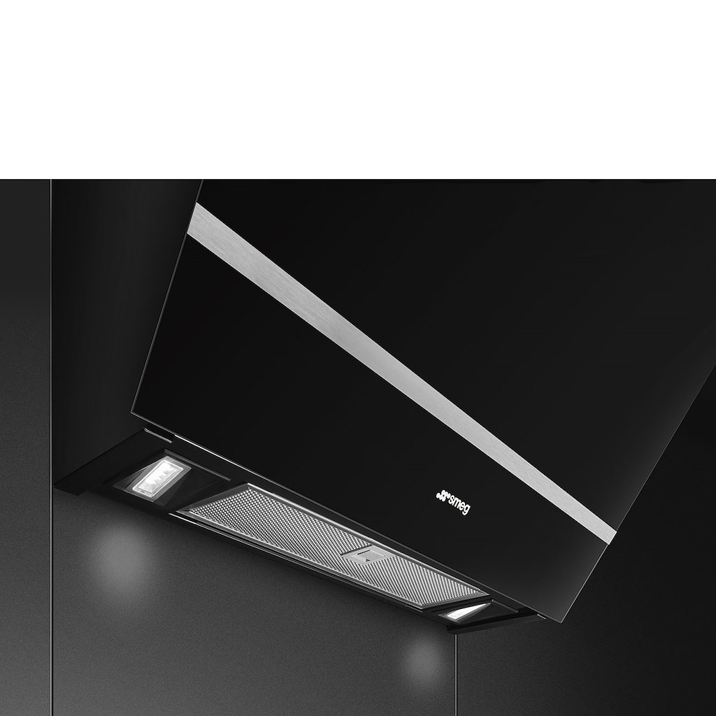 Smeg KV26N 60cm Angled Chimney Hood, Black Glass - Image 4