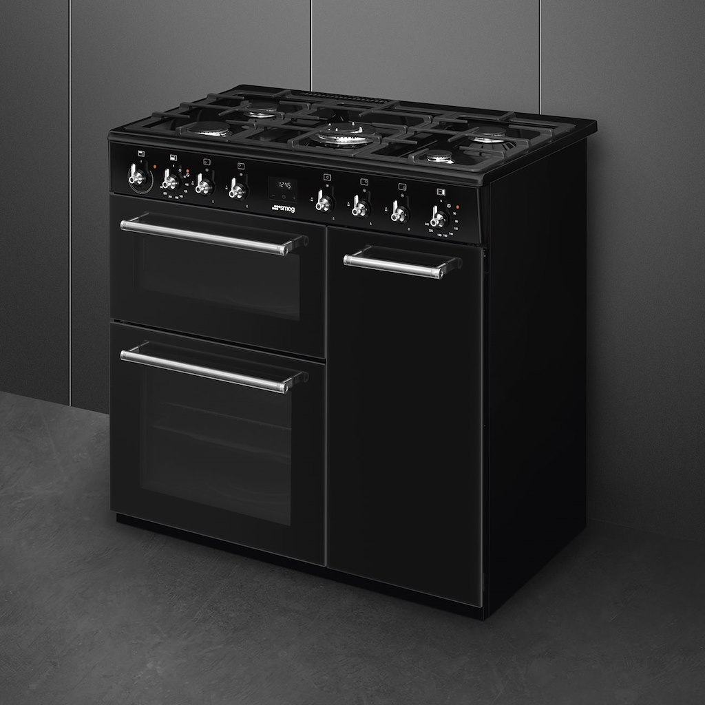 Smeg CX93GMBL 90cm Concert Dual Fuel Range Cooker, Black - Image 2